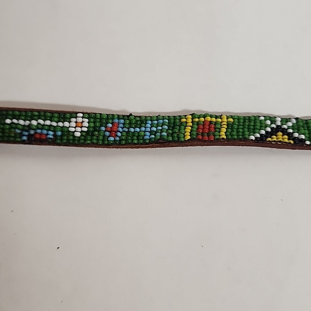 Colorful Vintage Native American Handcrafted Beaded Belt/Hat Band Size 26 - Picture 4 of 11